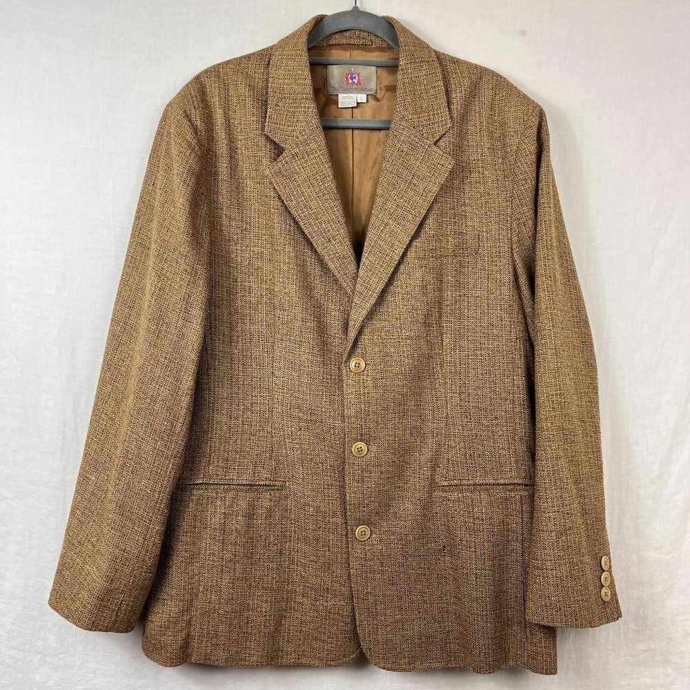 The Territory Ahead 100% Silk Blazer Jacket Sz L Woven Casual Tweed Boho Relax